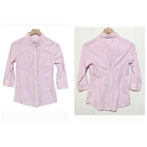Banana Republic Pink and Blue Striped Tailored Button Down Shirt
